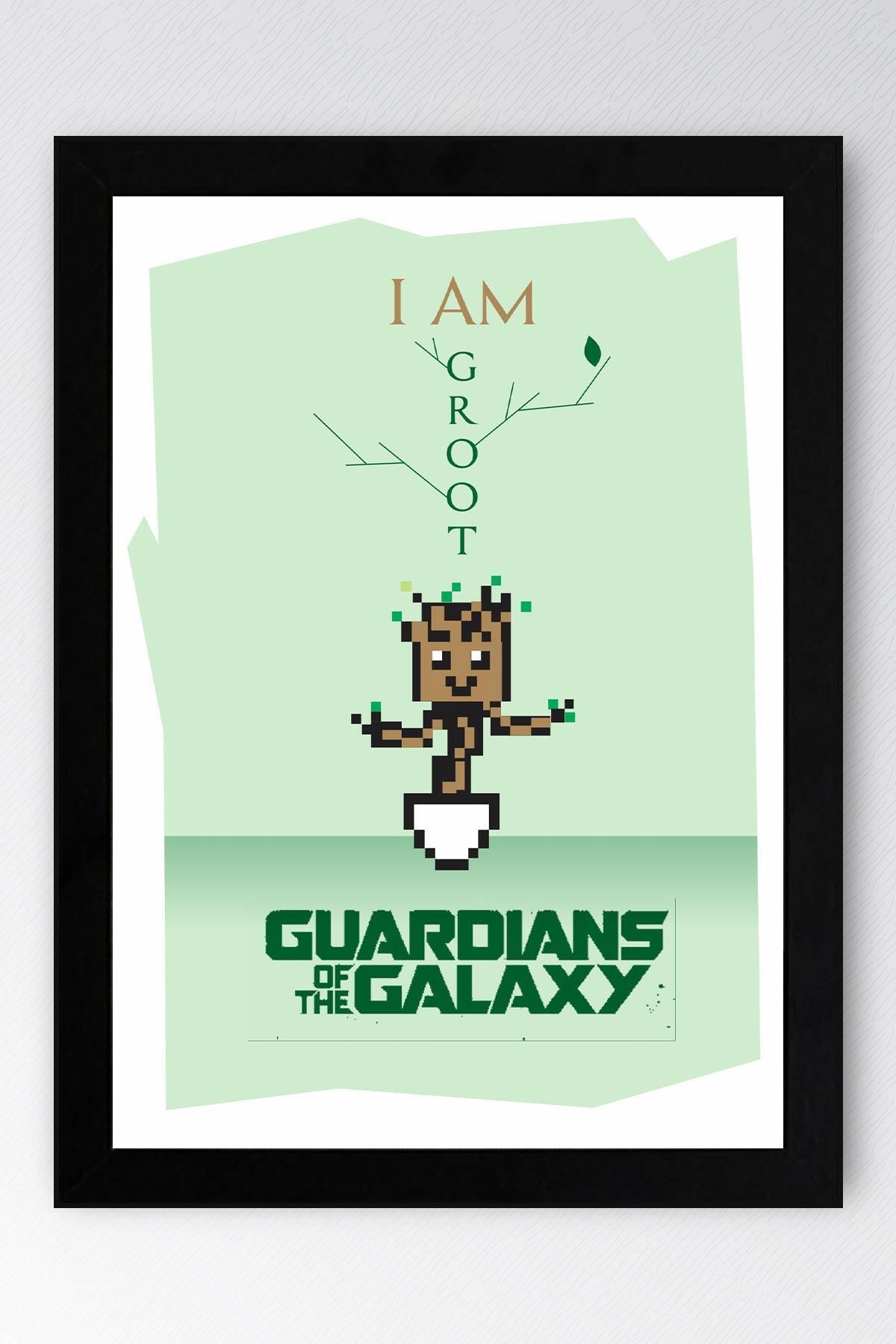 Saturn Guardians of the Galaxy Groot Çerçeveli Tablo - Galaksinin Koruyucuları Film Posteri Tablo