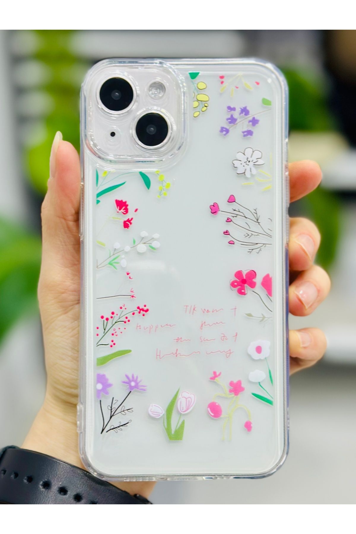 Go Aksesuar-حافظة سيليكون بنمط طباعة شفافة متوافقة مع هاتف Iphone 14 Plus و15 Plus 2