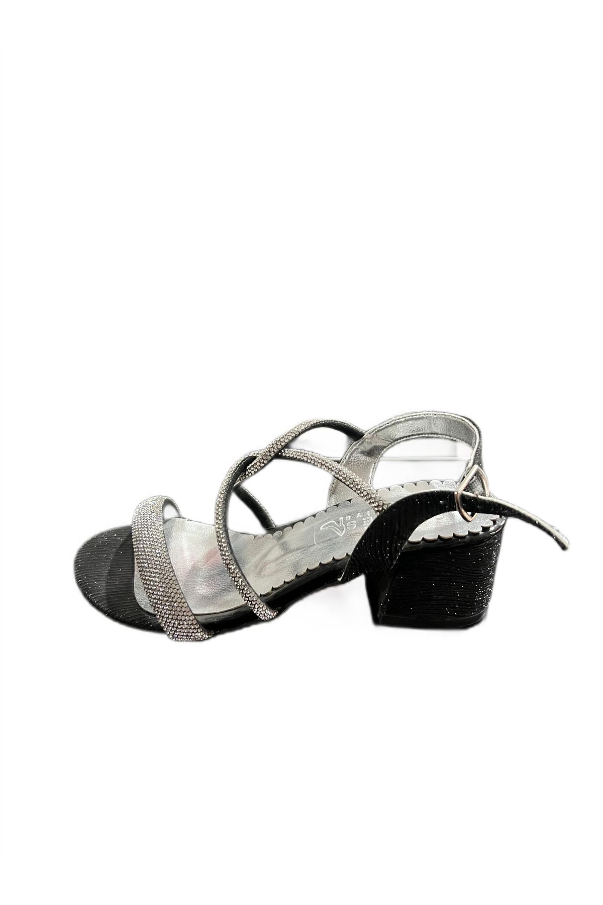 İkizler-Silvery Detailed Girl's Heeled Evening Shoes 2