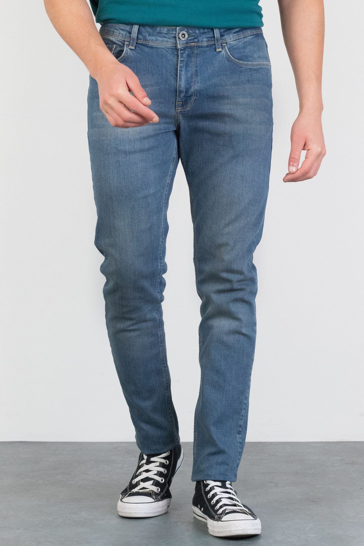 HLT JEANS-Hellblaue, geschliffene Slim-Fit-Denim-Jeans für Herren, Jeanshose Hlthe001943a 4