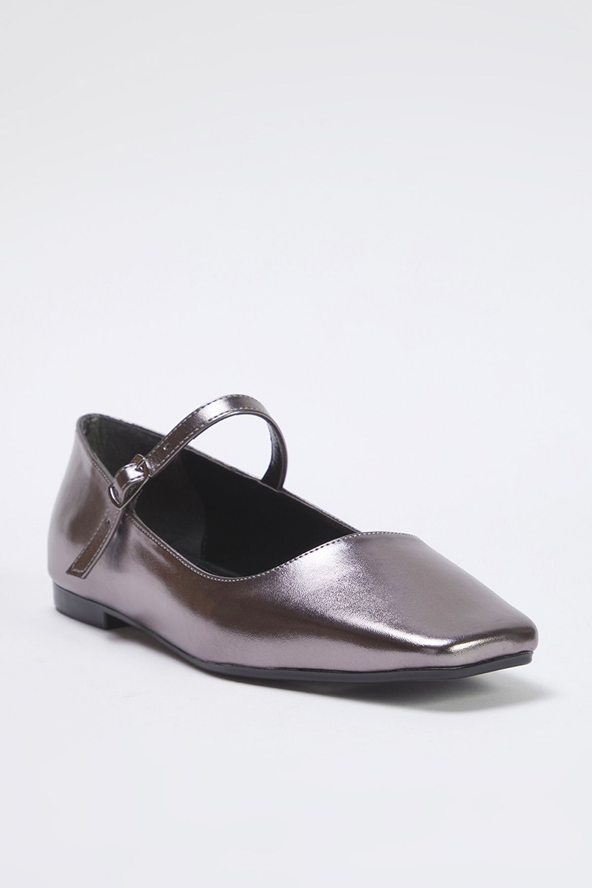 TRENDYOL SHOES-Stříbrné kovové páskové hranaté baleríny Mary Janews Takss25Be00003 2