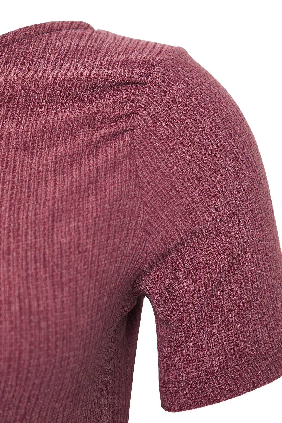 Trendyol Curve-Plum Asymmetrical Collar Fitted Wrapped Textured Fabric Knitted Plus Size Bottom-Top Suit Tbbss25Cp00006 7