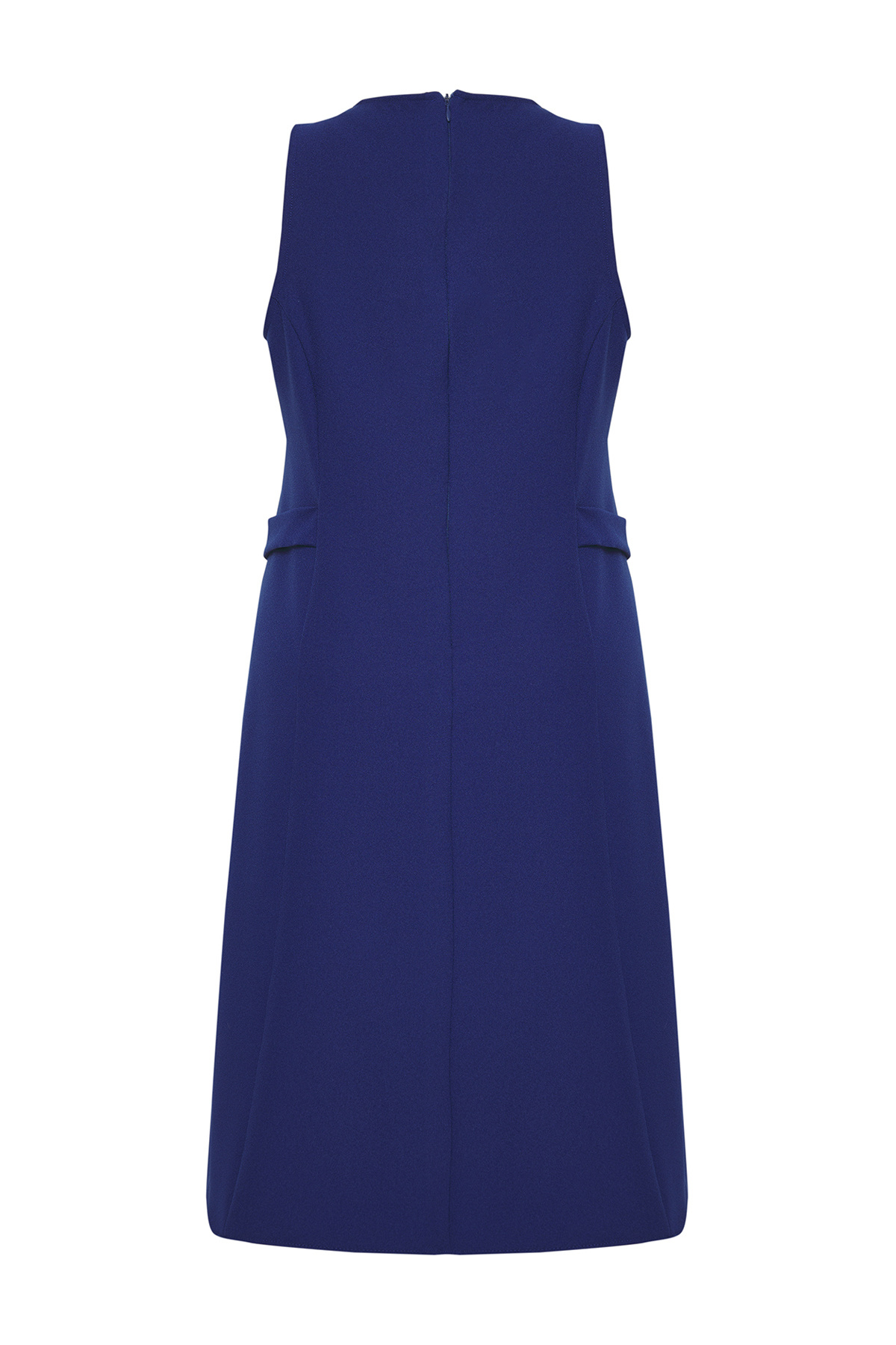 Trendyol Curve-Navy Blue Midi Length Woven Plus Size Dress with Adjustable Accessories on Waist Tbbss25Ah00100 8