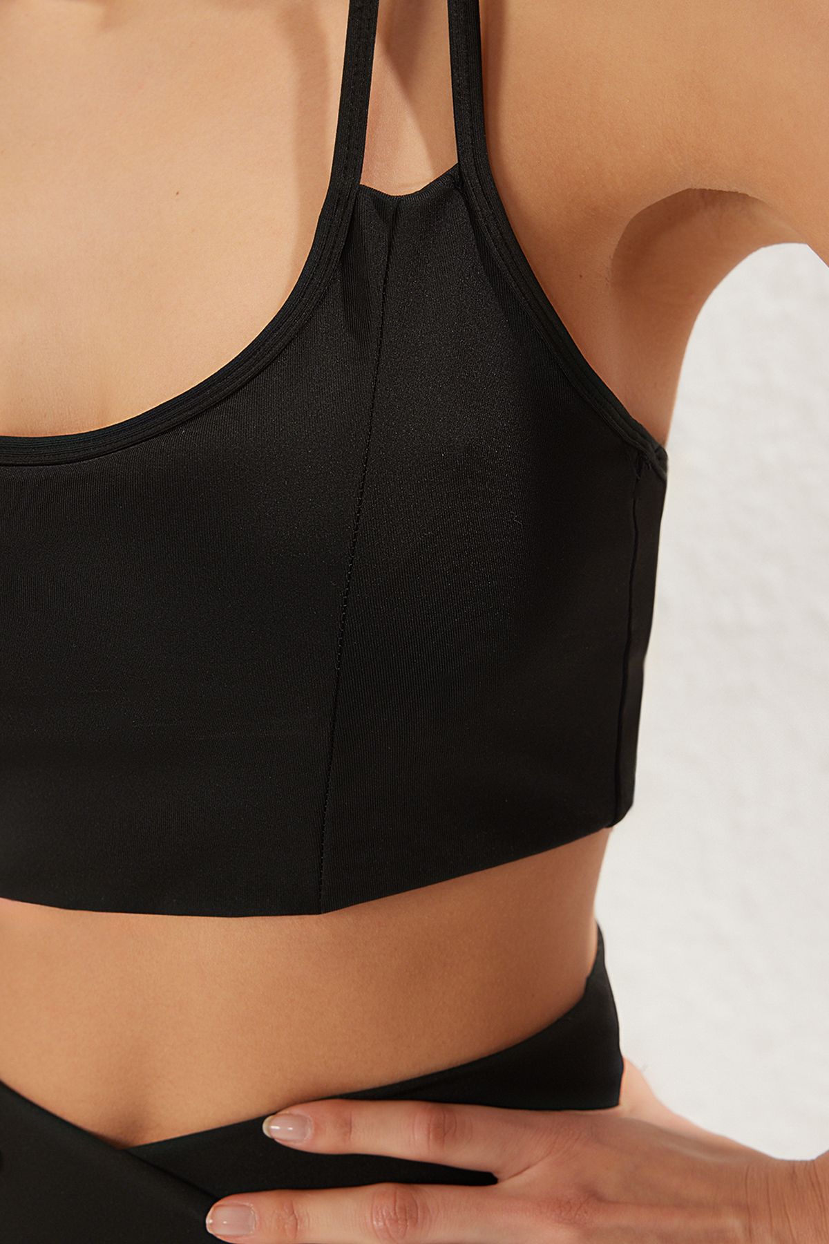 Trendyol Collection-Black Knitted Sports Bra with Double String Straps - Support & Shape Thmss25Ss00016 4