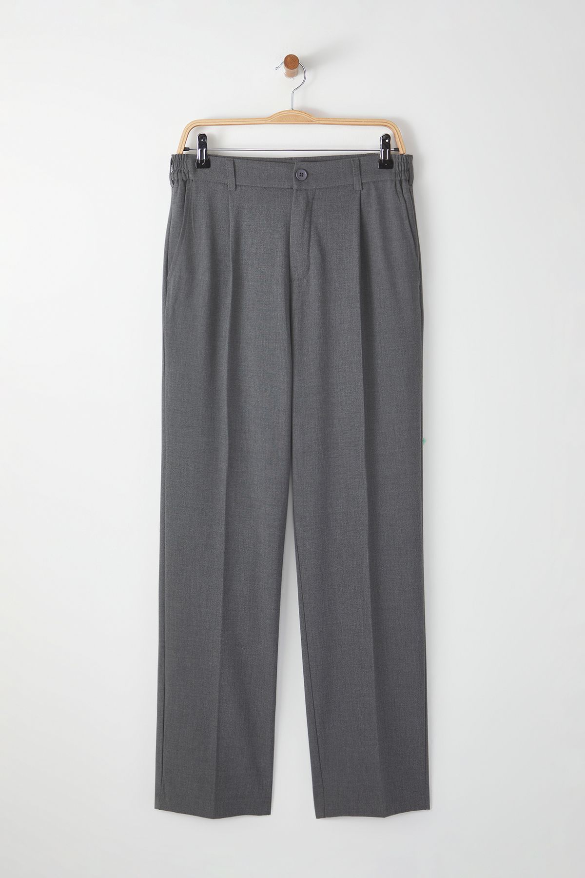 Trendyol Collection-Γκρι παντελόνι Wideleg φαρδύ άνετο υφαντό παντελόνι TMNSS25PL00009 9