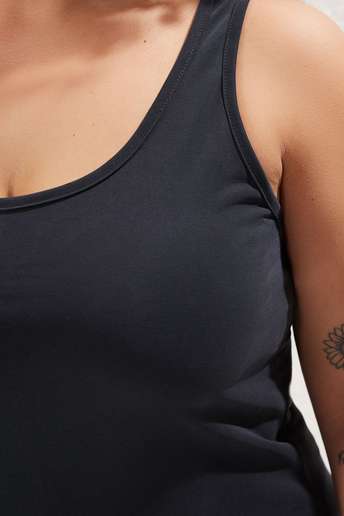 Trendyol Curve-Plus Size Anthracite Pool Collar Modal Undershirt with Keys - Tbbss25Cv00010 3