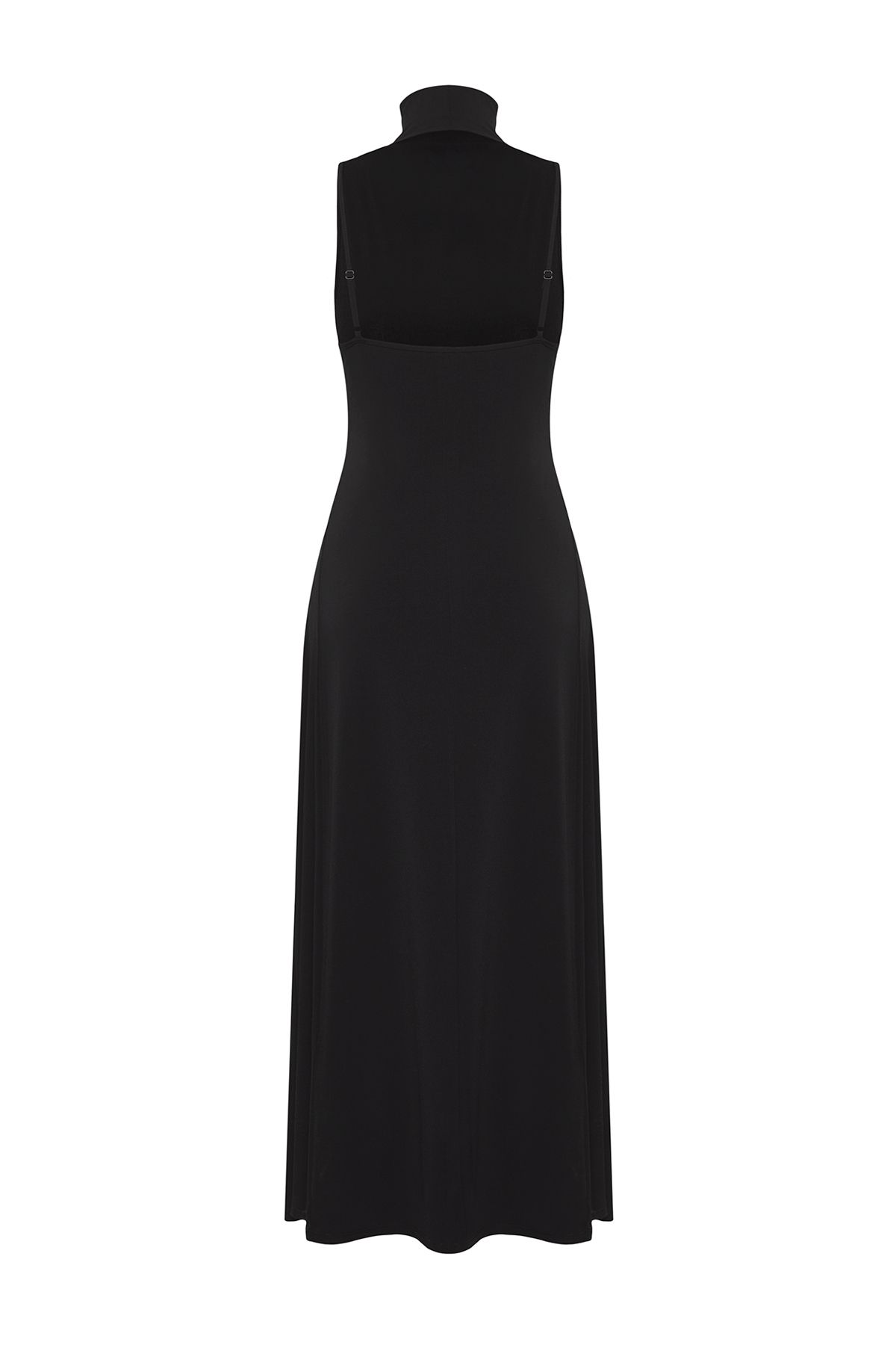 Trendyol Collection-Rochie maxi flexibilă neagră decupată în spate - Ediție limitată TWOSS25EL00477 4