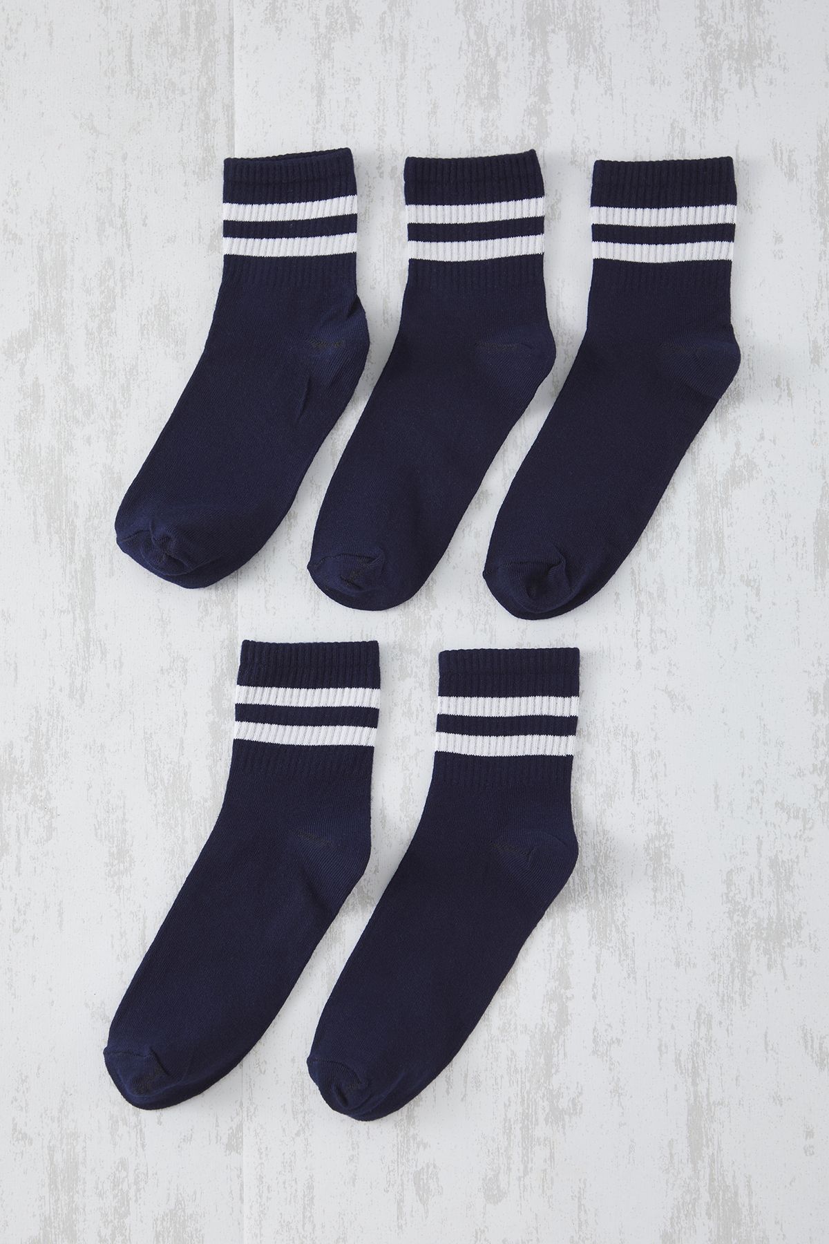 Trendyol Collection-Navy Blue 5 Pack ριγέ κολεγιακές κάλτσες TMNAW20CO0008 1