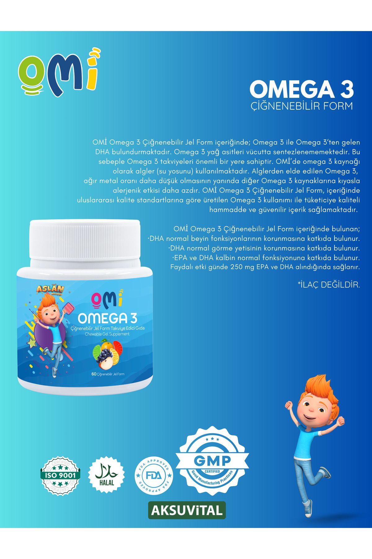 OMİ-Omi - 60 Soft Sugar Gel Forms with Multivitamins and Omega 3 for Children 4
