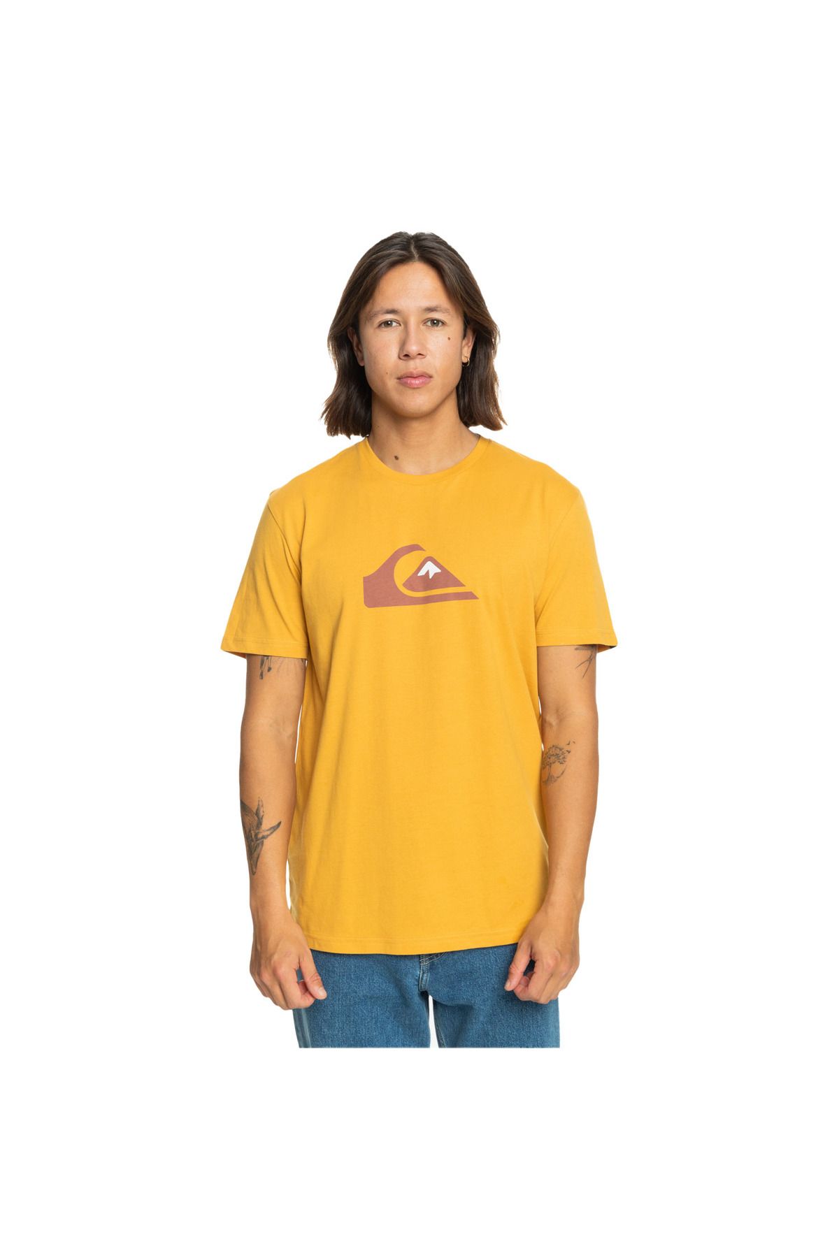 تی شرت مردانه کامپ لوگوی زرد Quiksilver