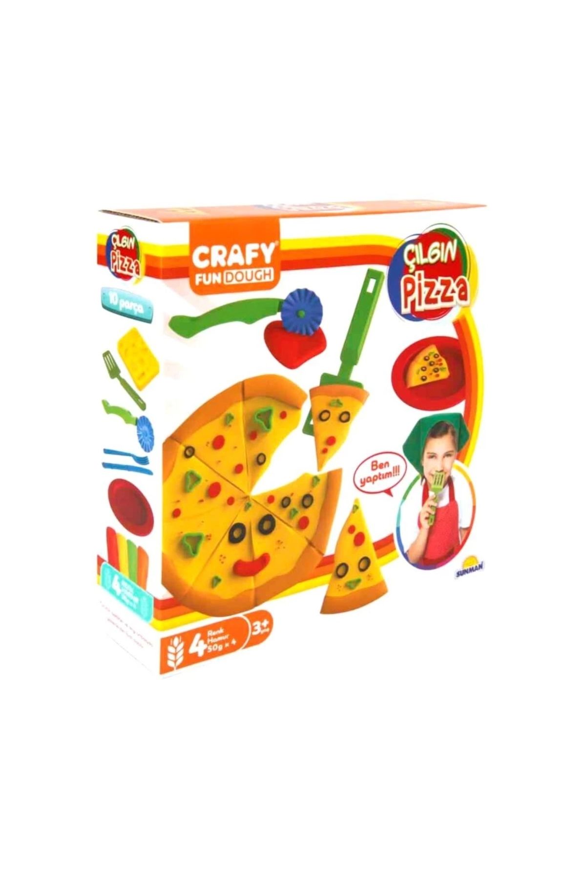 TWOX Çocuk 1002012 Sunman, Crafy Çılgın Pizza Oyun Hamuru Seti 200 gr