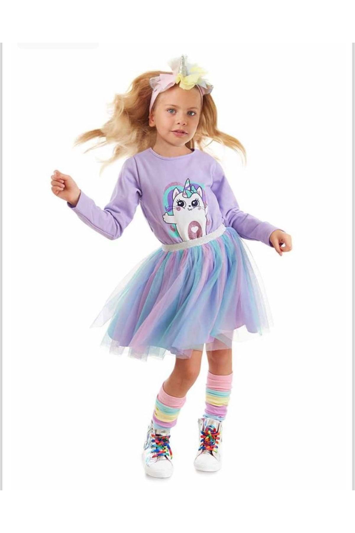 PD KIDS CFF-23S1-029 RAINBOW CAT ELBİSE