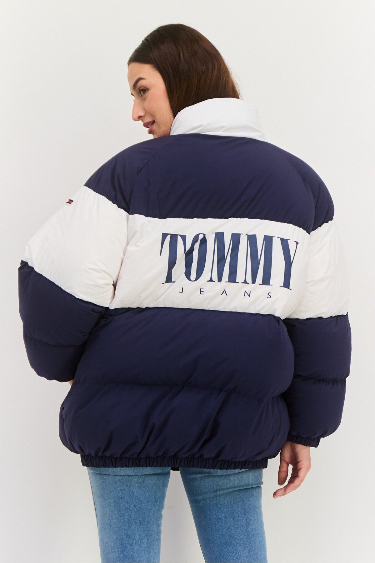 Tommy Jeans-Women Brand Logo Padded Puffer Jacket, Navy 2