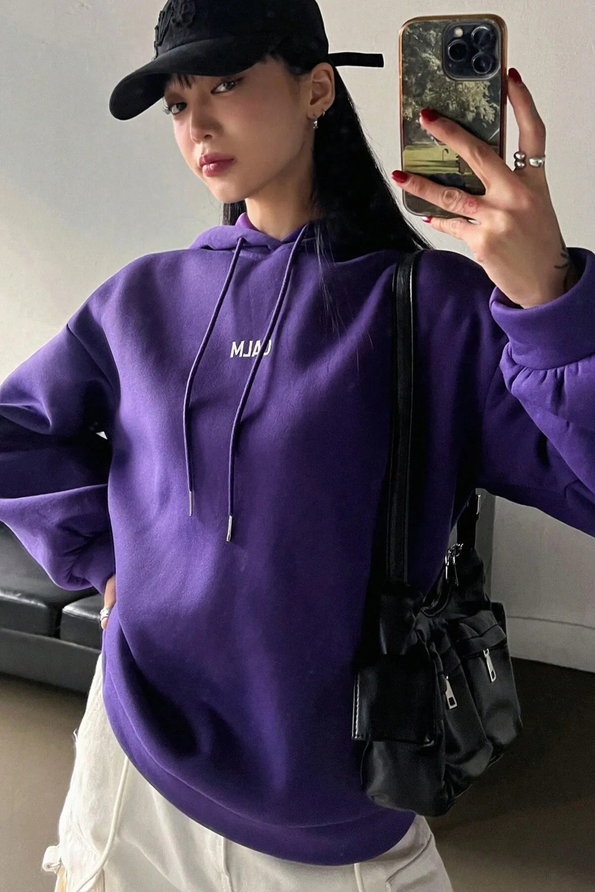 Wish BF Unisex Kapüşonlu Love Yourself Sırt Baskılı Oversize Sweatshirt görsel 2