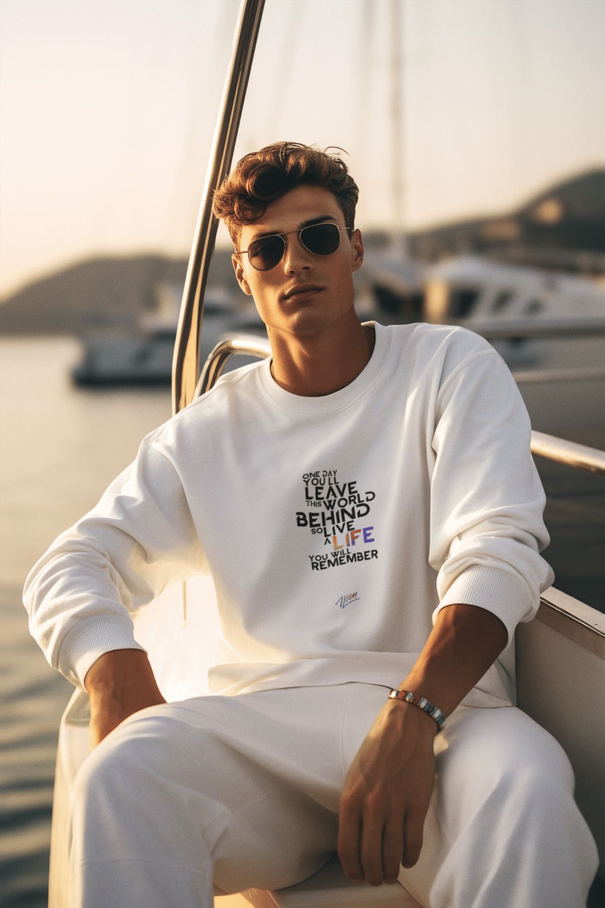 MAGORS ONE DAY BASKILI BİSİKLET YAKA PAMUKLU 3 İPLİK SWEATSHIRT