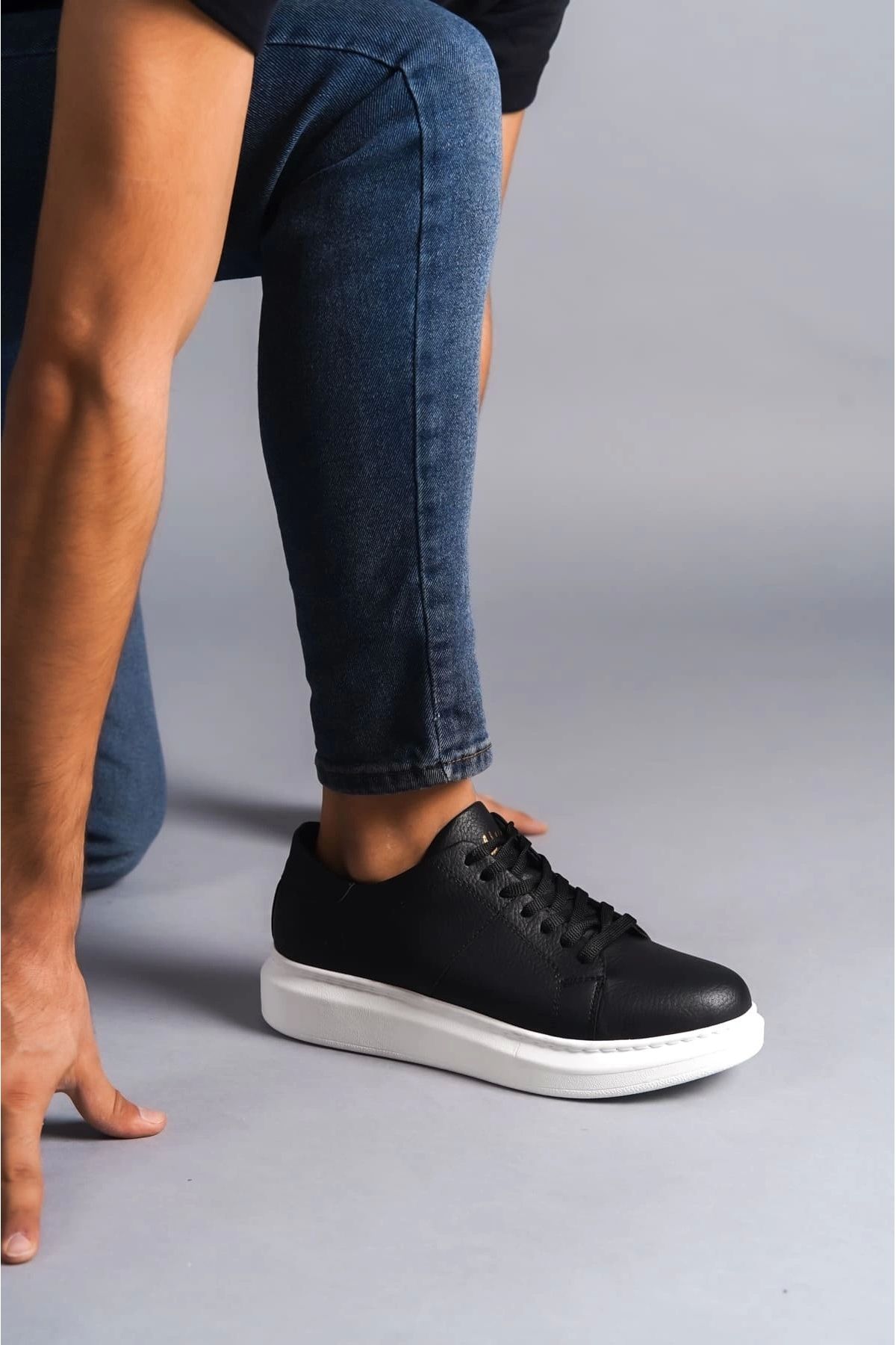 TB Terzi Bey Tb151 Boost Bağcıklı Cilt Erkek Günlük Sneaker Ayakkabı Cbt - Siyah