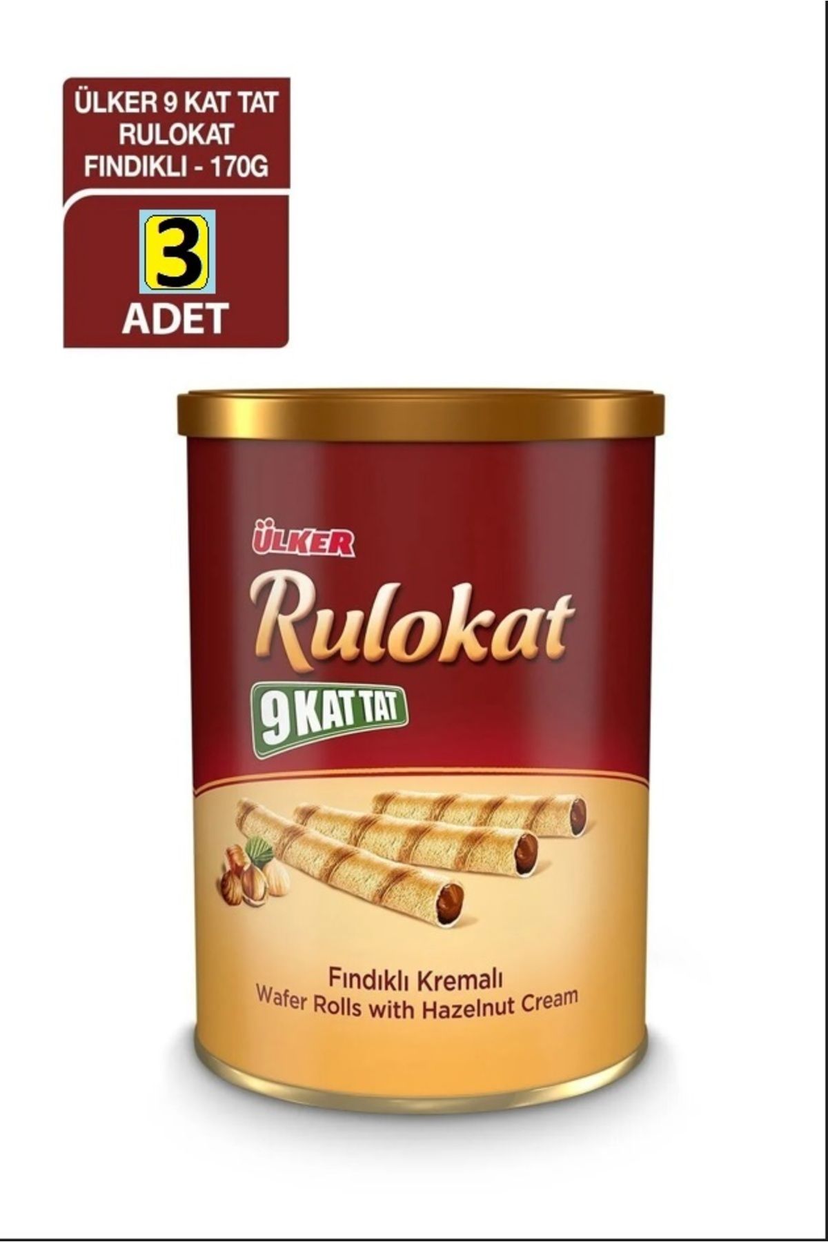 Ülker ÜLKER RULOKAT FINDIKLI RULO GOFRET 170GR 3LÜ SET