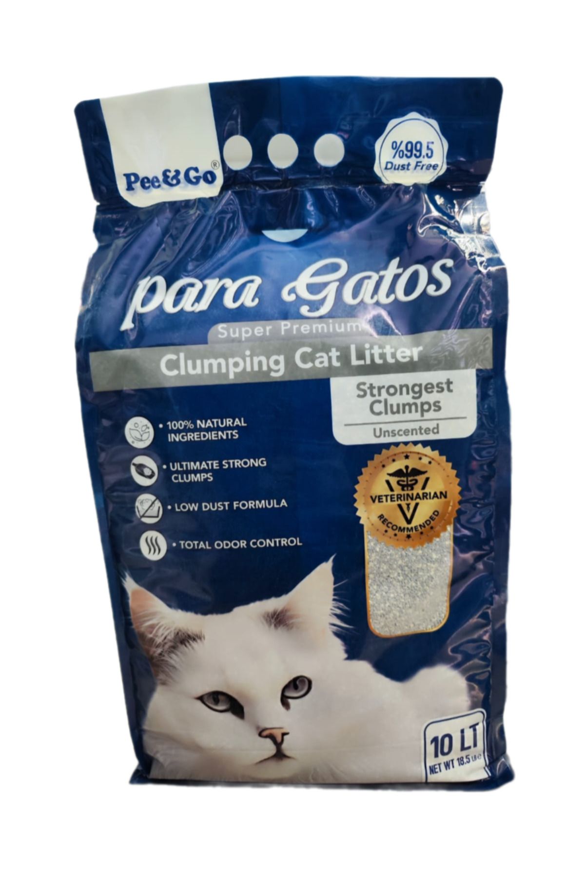 Para Gatos Pee&Go Clumping Cat Litter Strongest Clumps Unscented (Aktif-Karbonlu)