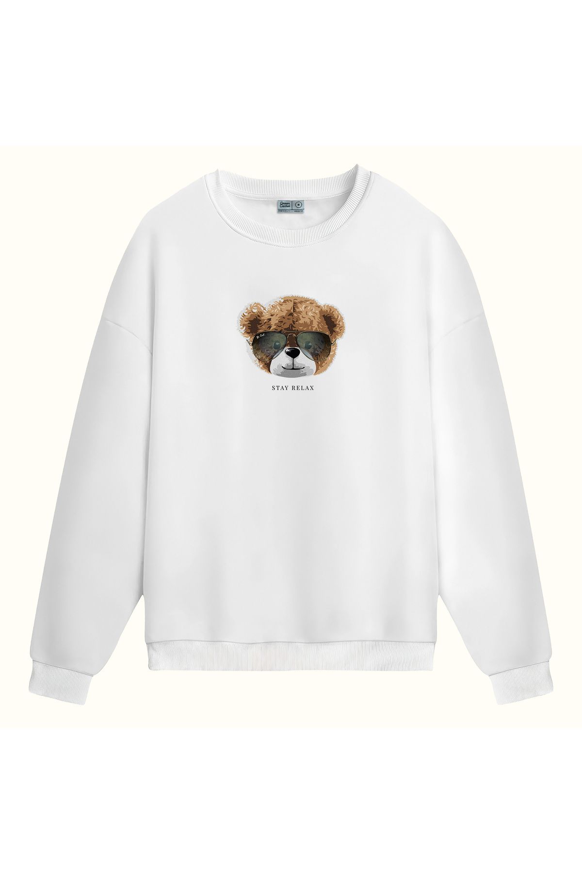 CCwear cool teddy baskılı bisiklet yaka sweatshirt