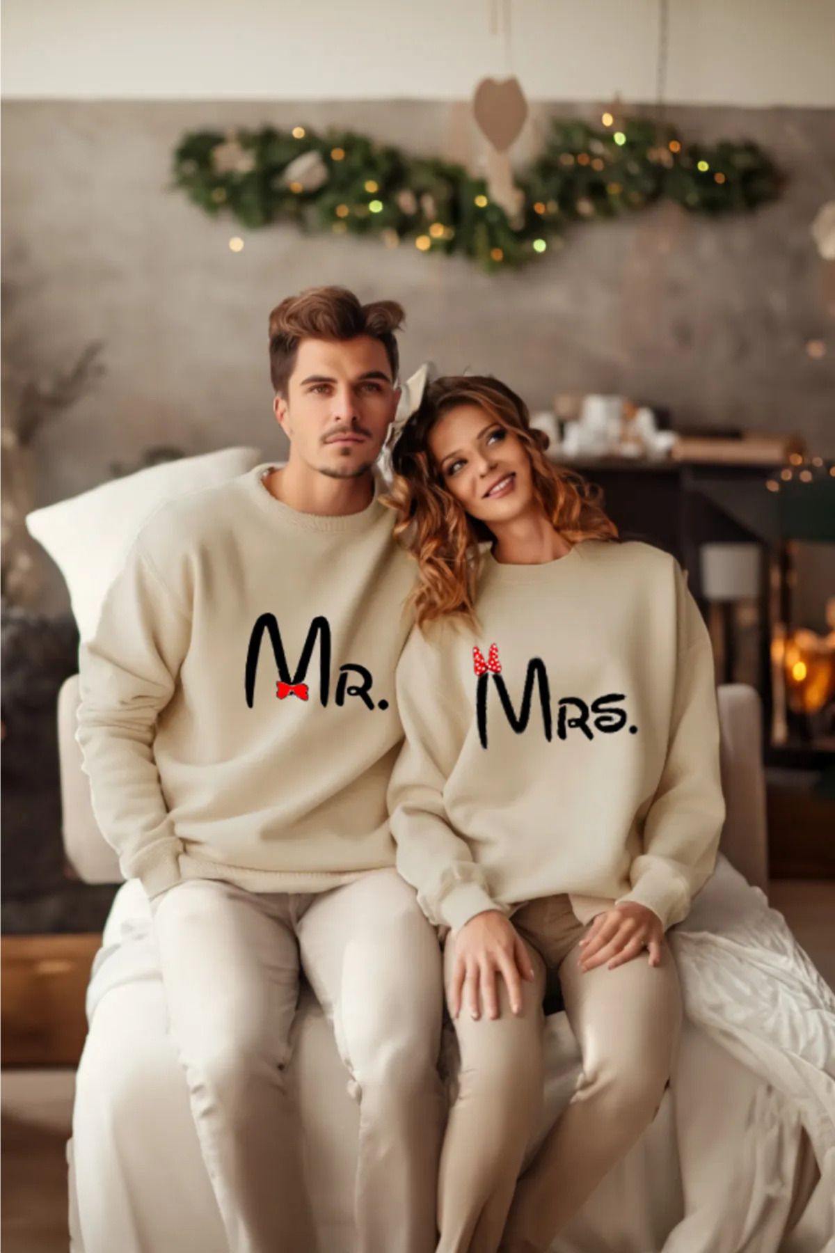 Wish BF Mr. Mrs. Çiftler Sevgili Çift Kombini Tasarım Sweat