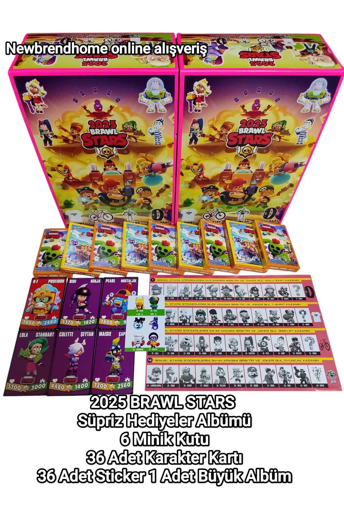 EmrahGültekin 2025 Brawl Stars Sürpriz Hediyeler Albümü (6 Mini Kutu 36 Kart 36 Sticker 1 Büyük Albüm)