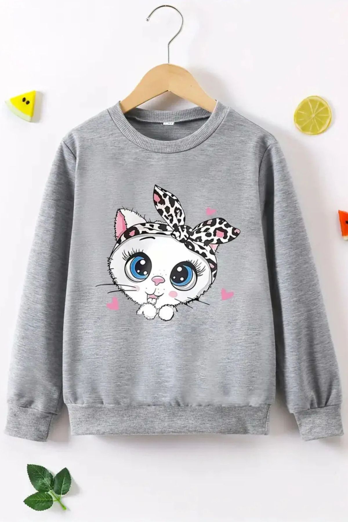 Wish BF Şirin kedi Baskılı Oversize  Sweatshirt