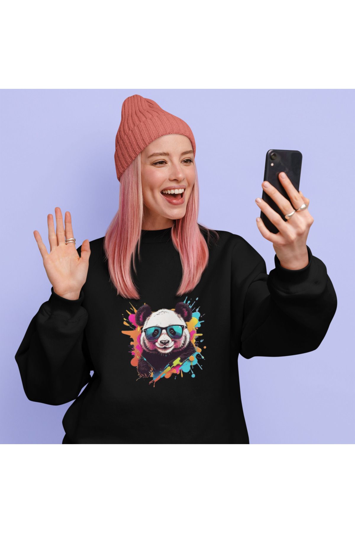 MAGORS PANDA BASKILI BİSİKLET YAKA PAMUKLU 3 İPLİK SWEATSHIRT