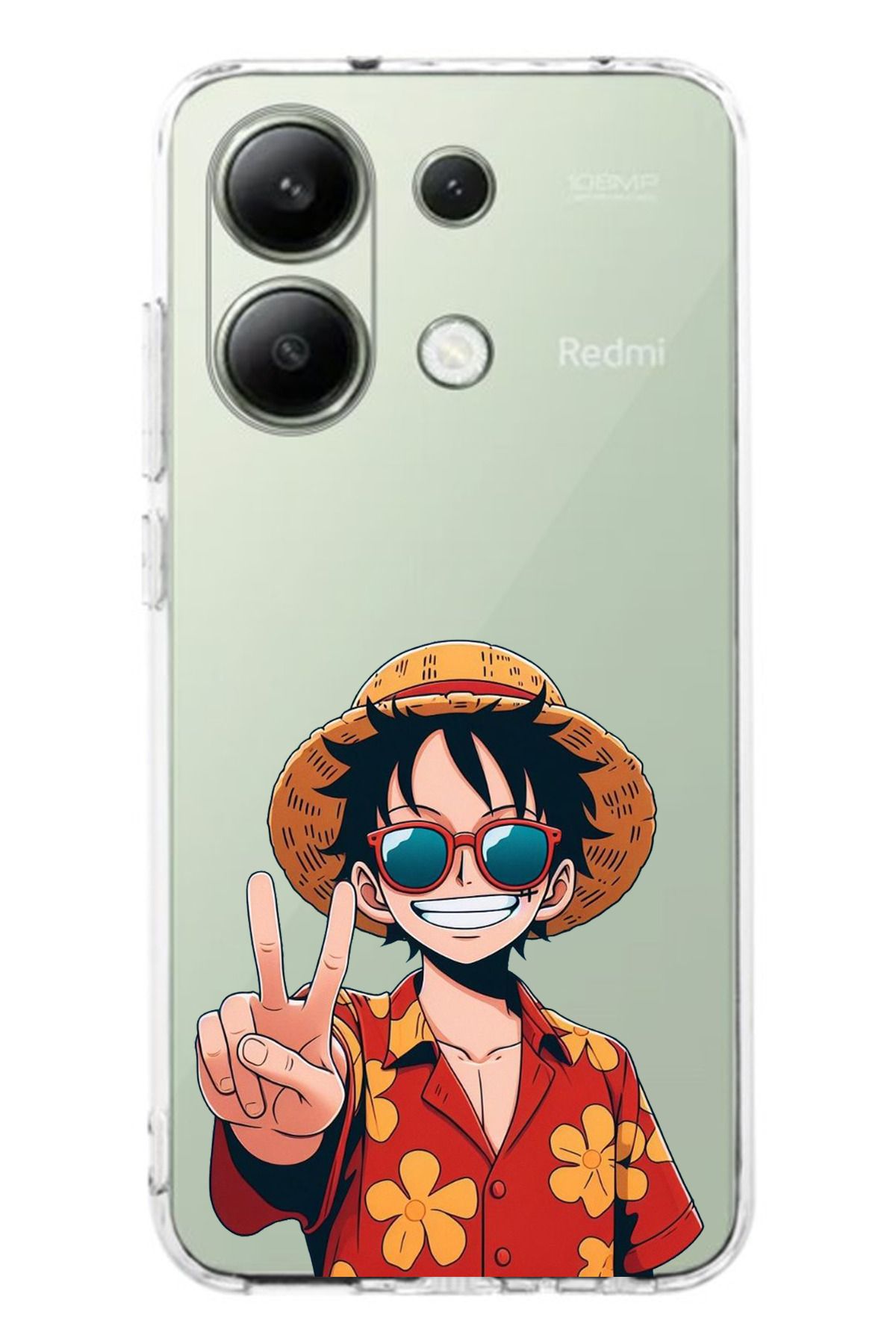 TechTree Redmi Note 13 4G Uyumlu Monkey D. Luffy Tasarımlı Şeffaf Silikon Kılıf