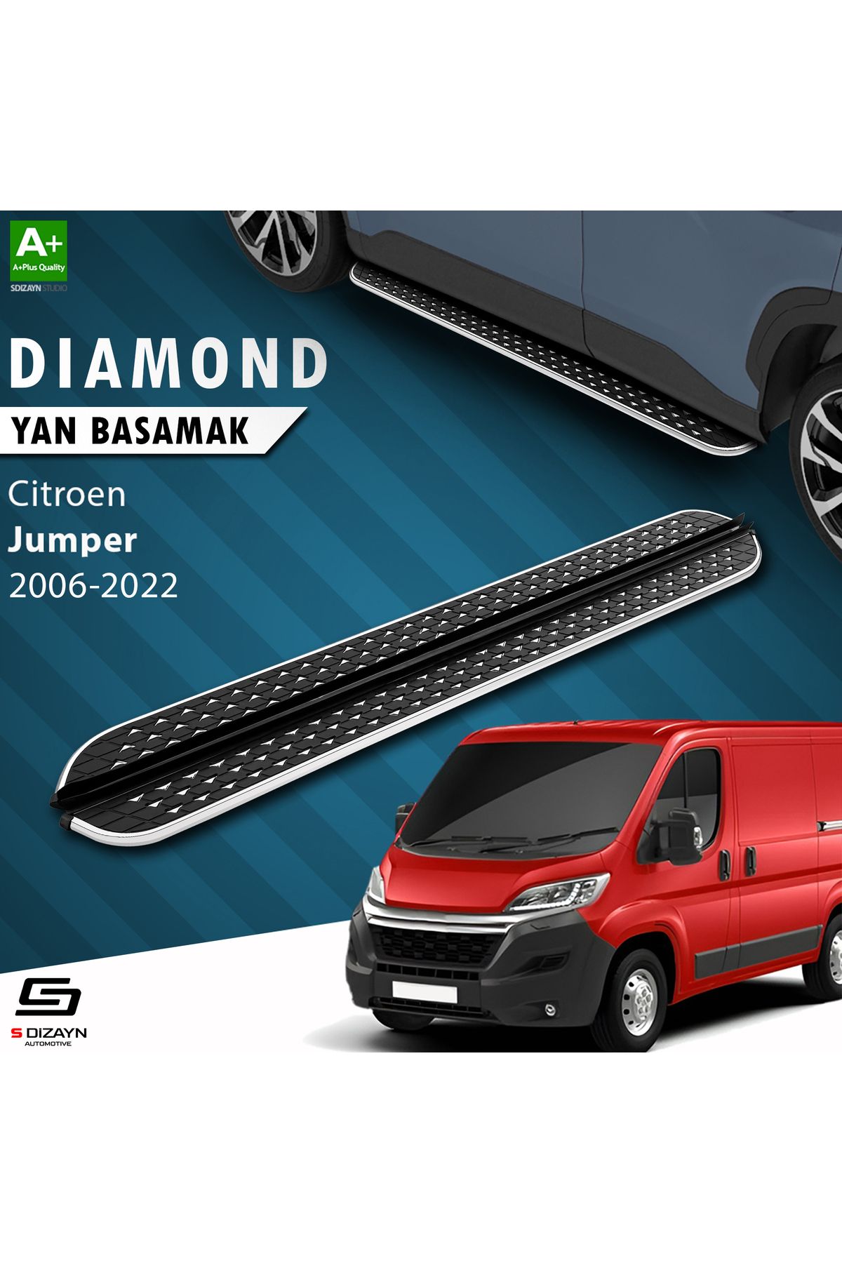 Life Tuning S-Dizayn Citroen Jumper 3 Orta Şase Diamond Krom Yan Basamak 253 Cm 2006-2022 A+ Kalite