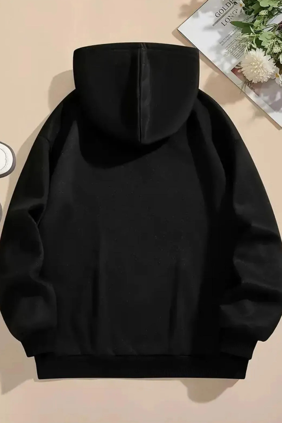 Wish BF Çiçekli Ay Deseni İçi yünlü Oversize 2 İplik Şardonlu Sweatshirt görsel 2