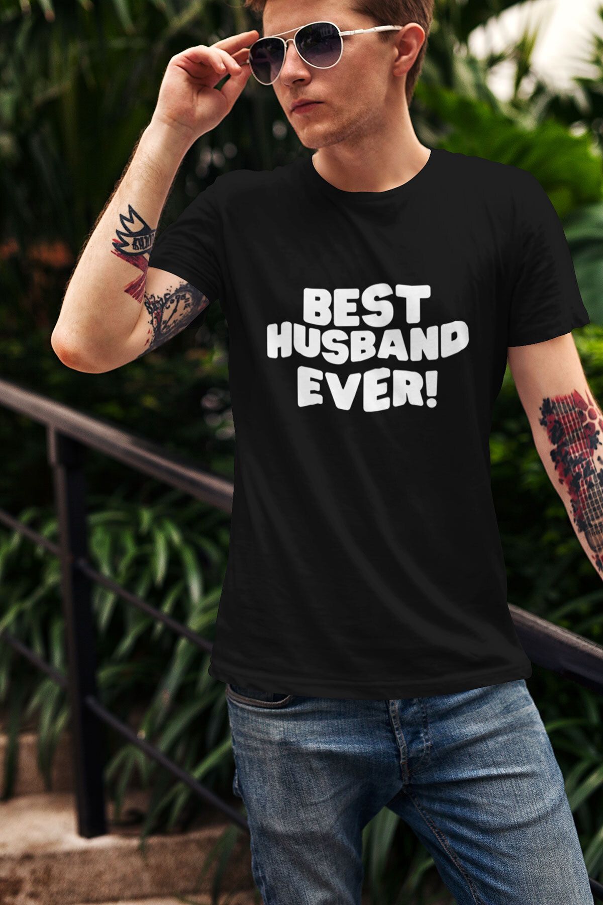 qoeuyl boutique Best Husband Ever Baskılı Sevgiliye Hediye Doğum Günü Yıldönümü Sevgililer Günü T-Shirt