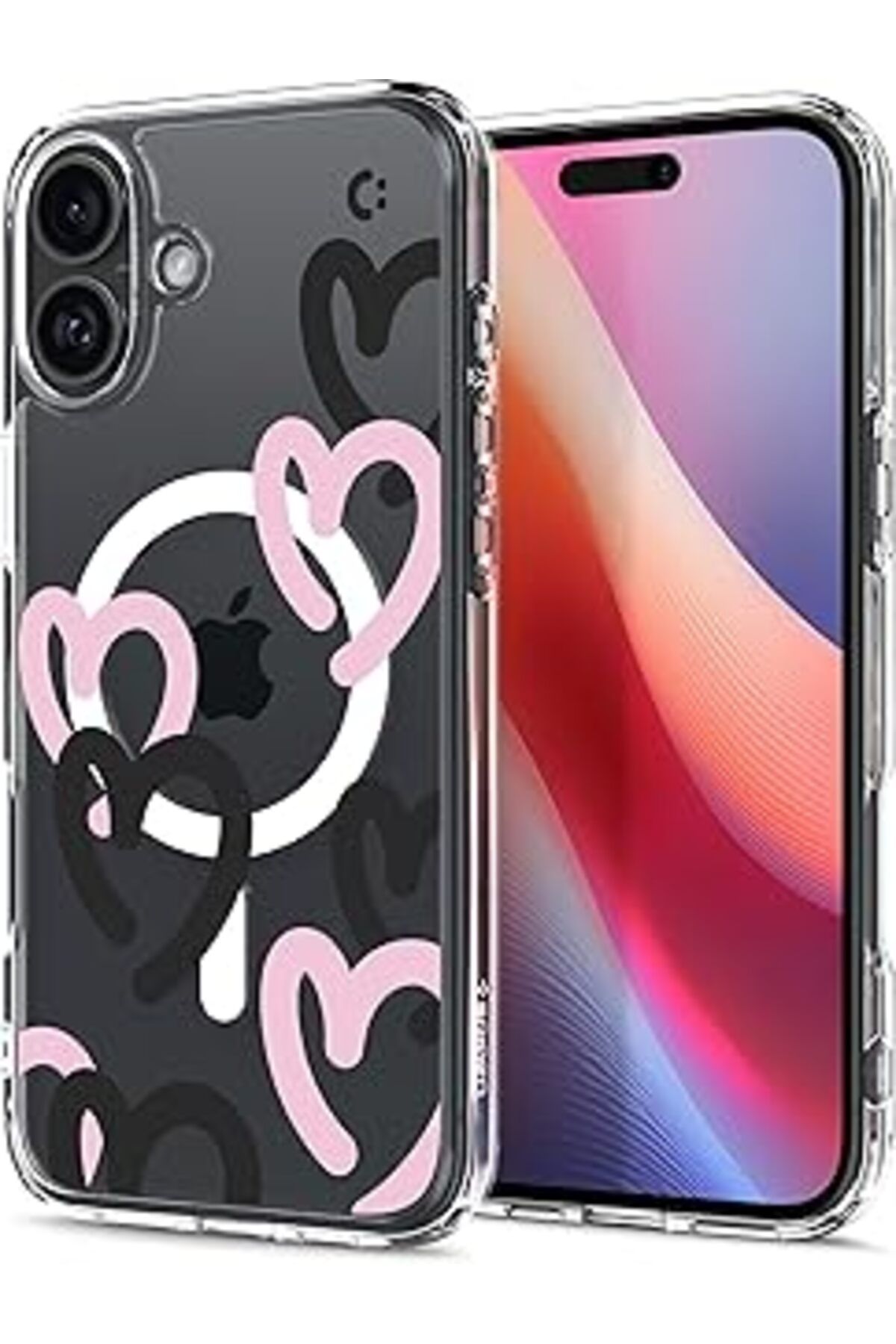 Ceet Markets Iphone 16 Kılıf Ultra Hybrid Magfit Magsafe Özellikli Hearts Black Pink - Acs08278