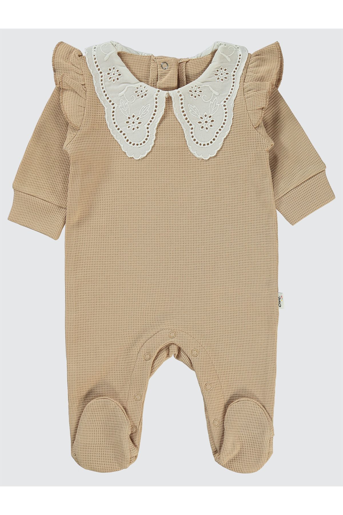 Civil Baby Kız Bebek Patikli Tulum 1-9 Ay Bej