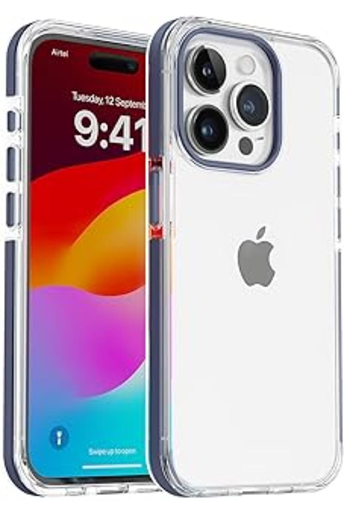 Ceet Markets İPhone 15 Pro Max Için Hybrid Serisi Arkası Kristal Şeffaf Polikarbonat Kenarları Silikon Ka