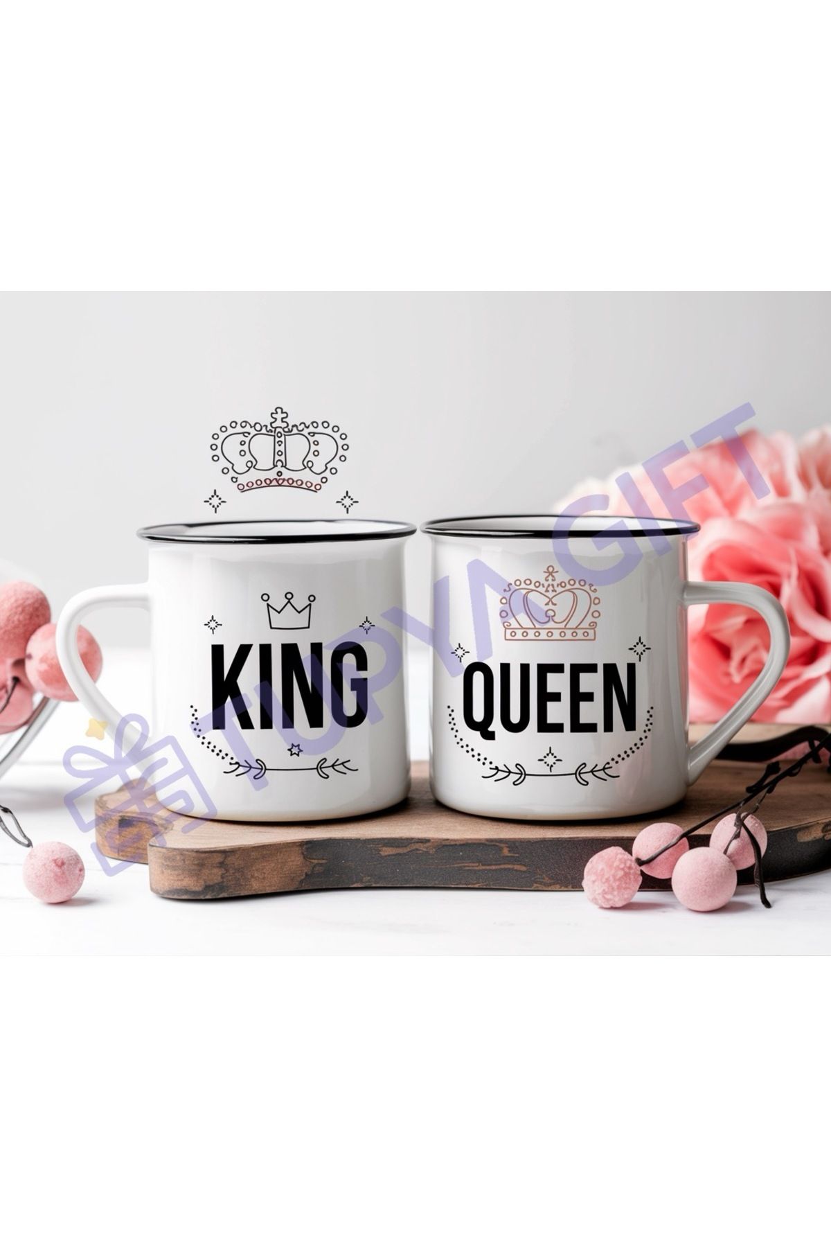 Tupya Gift "King & Queen" Seramik Kupa Seti - Sevgililer Günü Hediyesi