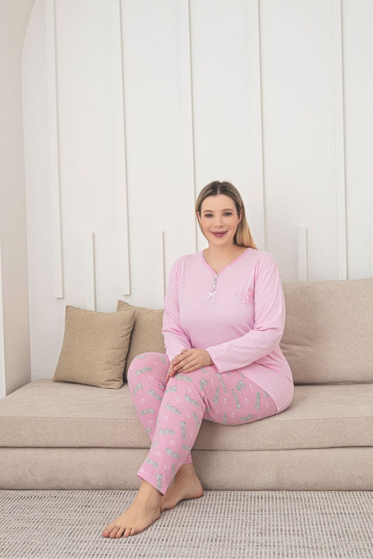 Asel-Σετ Πιτζάμες Βαμβακερές Lycra Plus Size 1