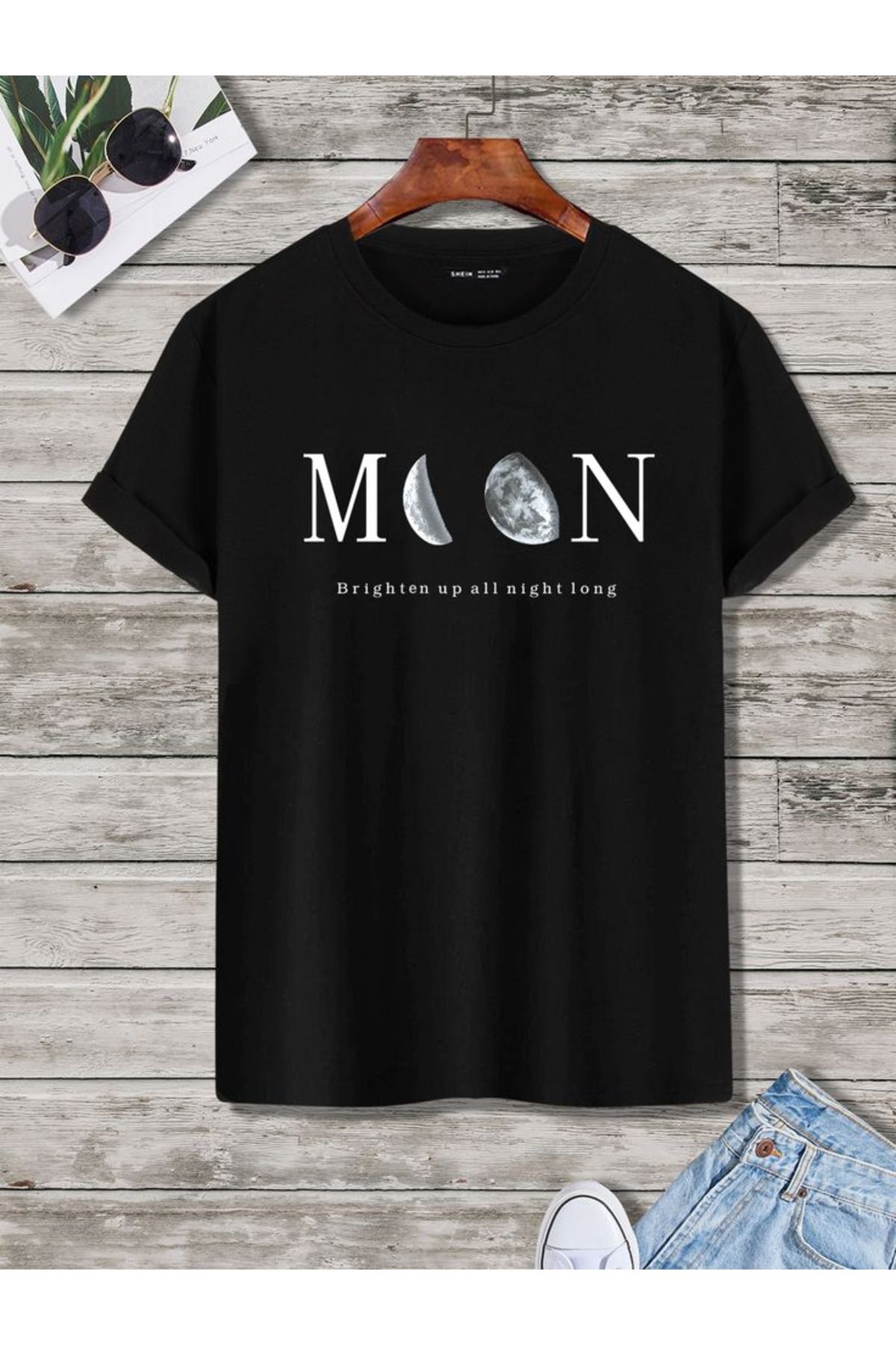 aynewmoda Moon Baskılı unisex t-shirt