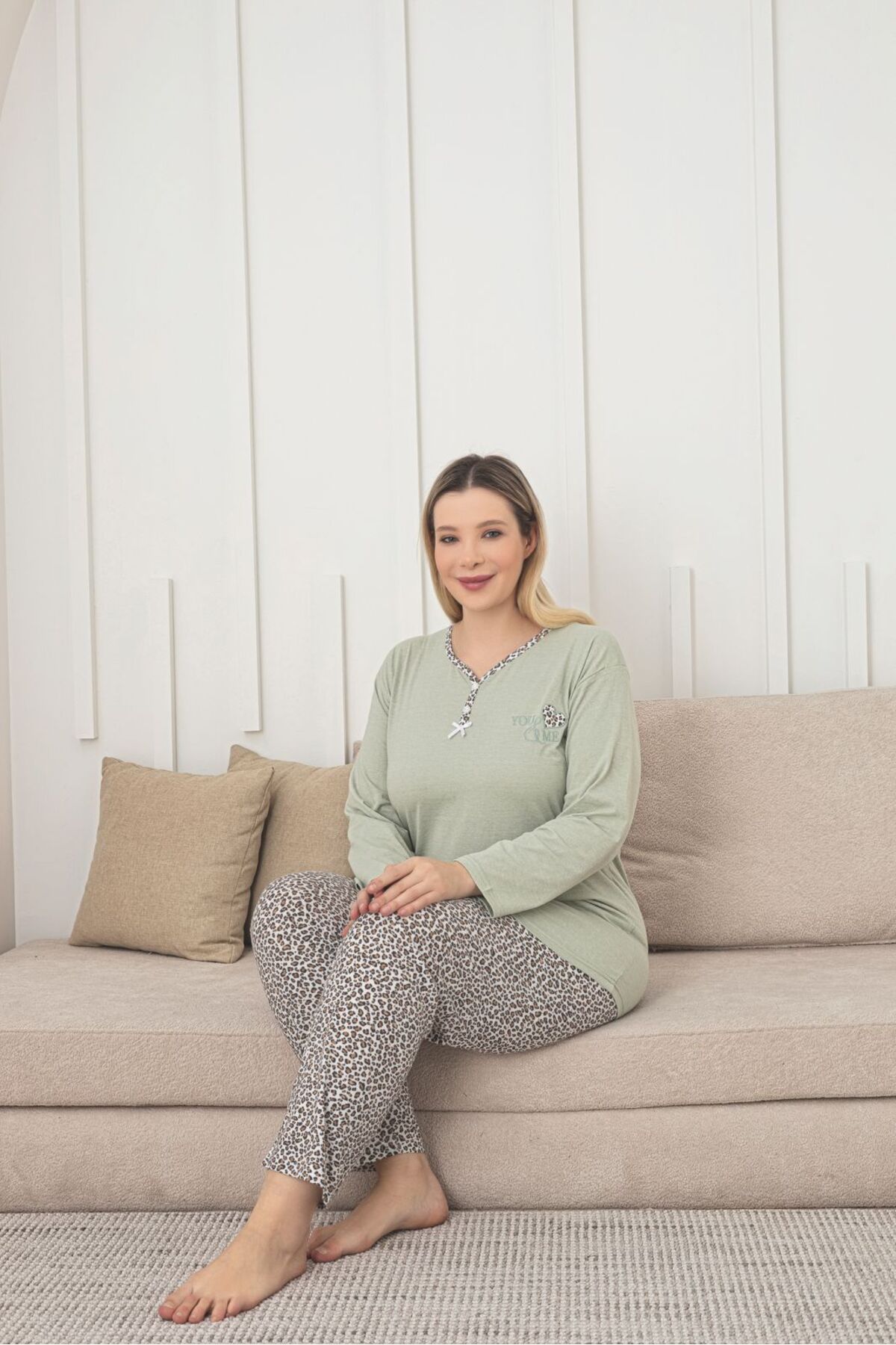 Asel-Σετ Πιτζάμες Βαμβακερές Lycra Plus Size 2