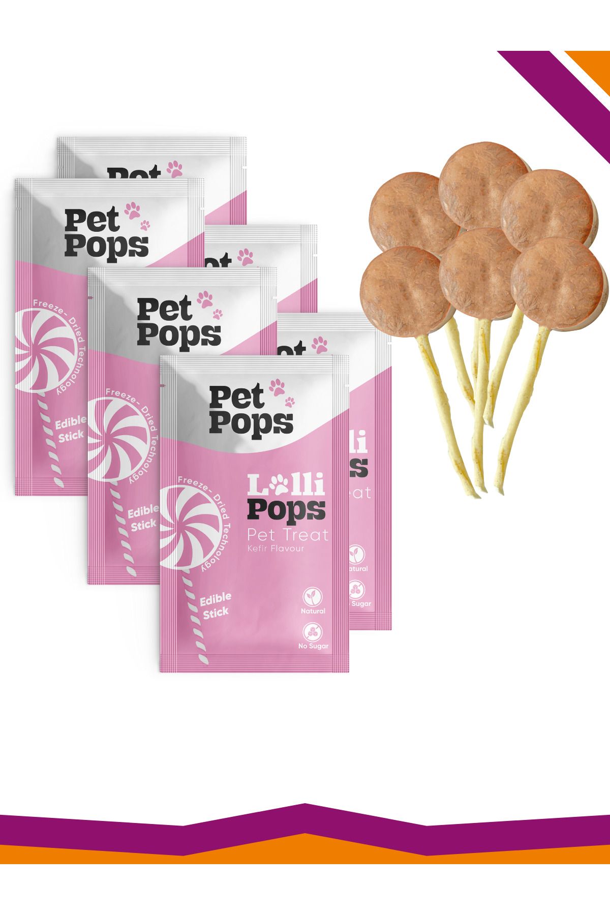 PET POPS Lollipops Tavuk Ciğeri Kefir Dondurularak Kurutulmuş Kedi Köpek Ödülü Lolipop 6'lı Lolipopu