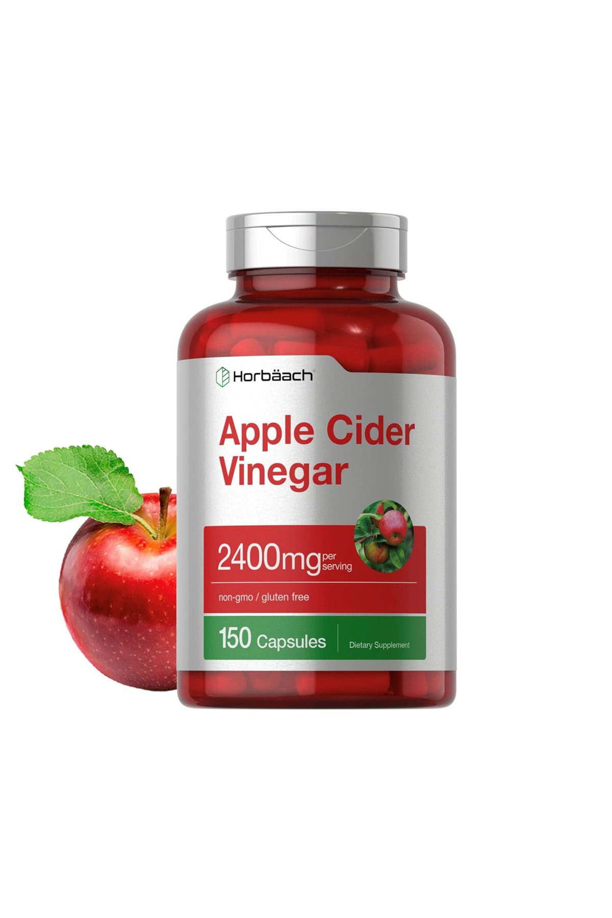 Horbaach Apple Cider Vinegar Capsules 2400mg 150 Count Non-GMO, Gluten Free