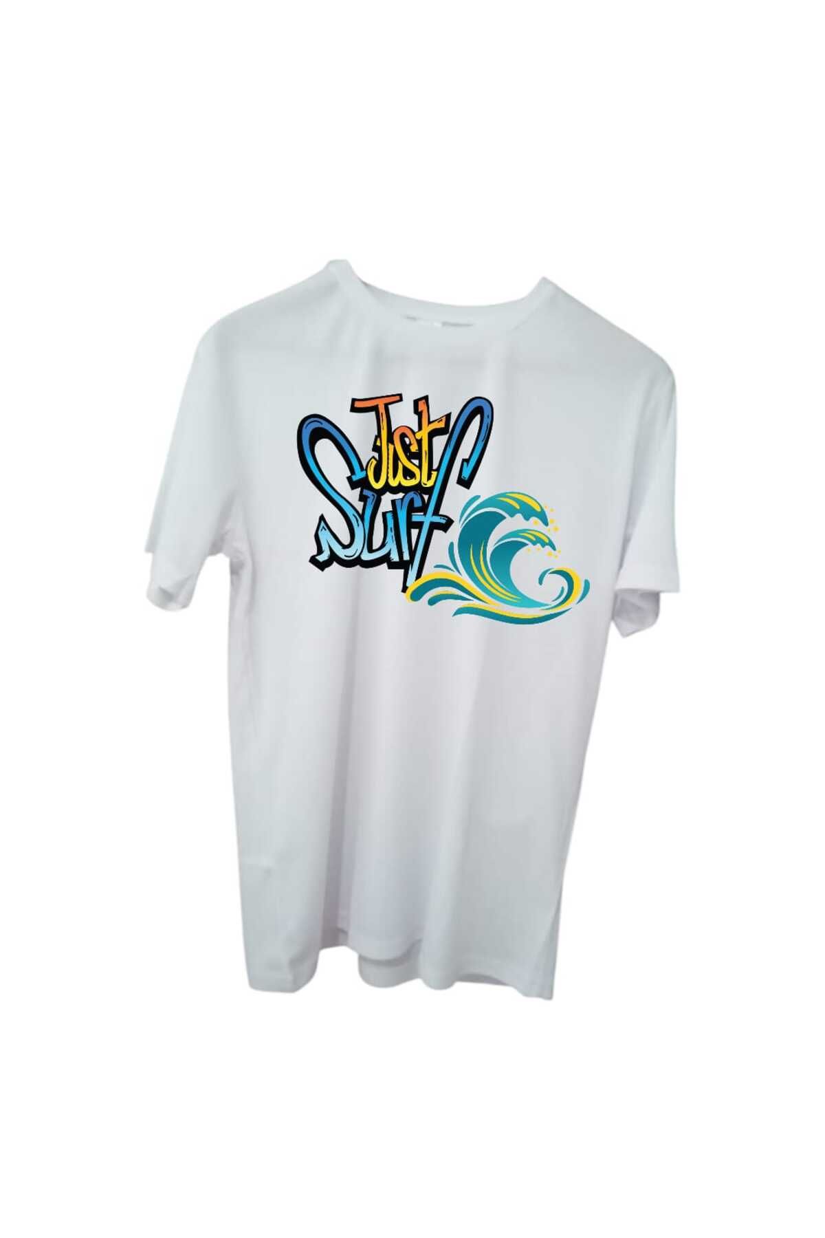 Store Just Surf Görselli Kişiye Özel Tasarım Unisex T-Shirt