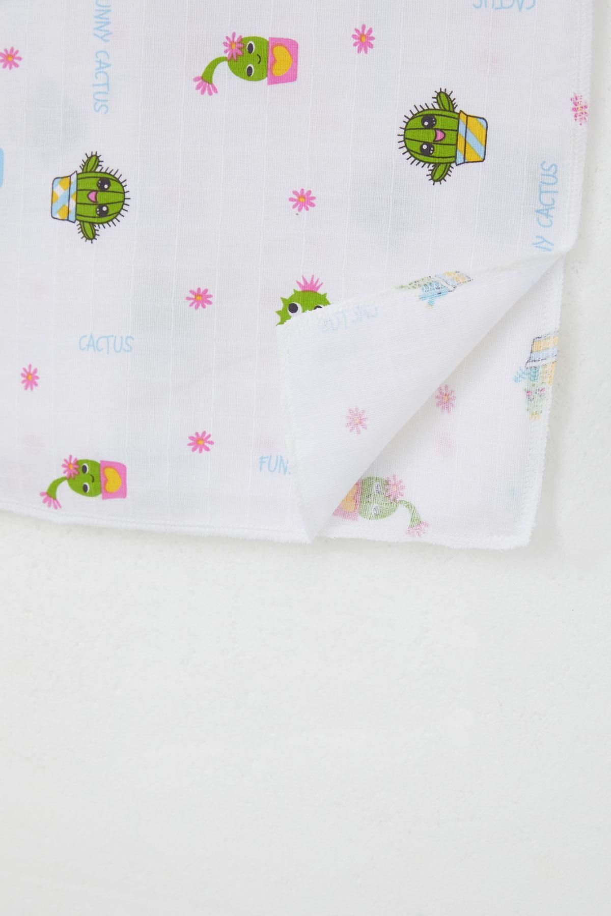 Breeze-Newborn Baby Muslin Blanket Fun Cacti Standard, White 3