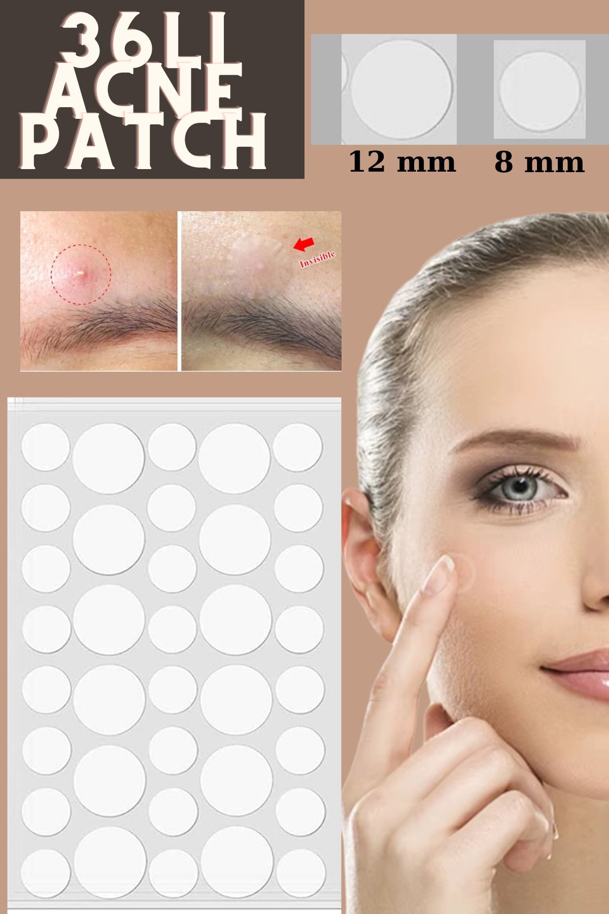 Uni zer 36 Adet akne Sivilce Bandı Görünmez Kurtarıcı Lokal Yama Bantları Hidrokolloid Acne Pat-ch