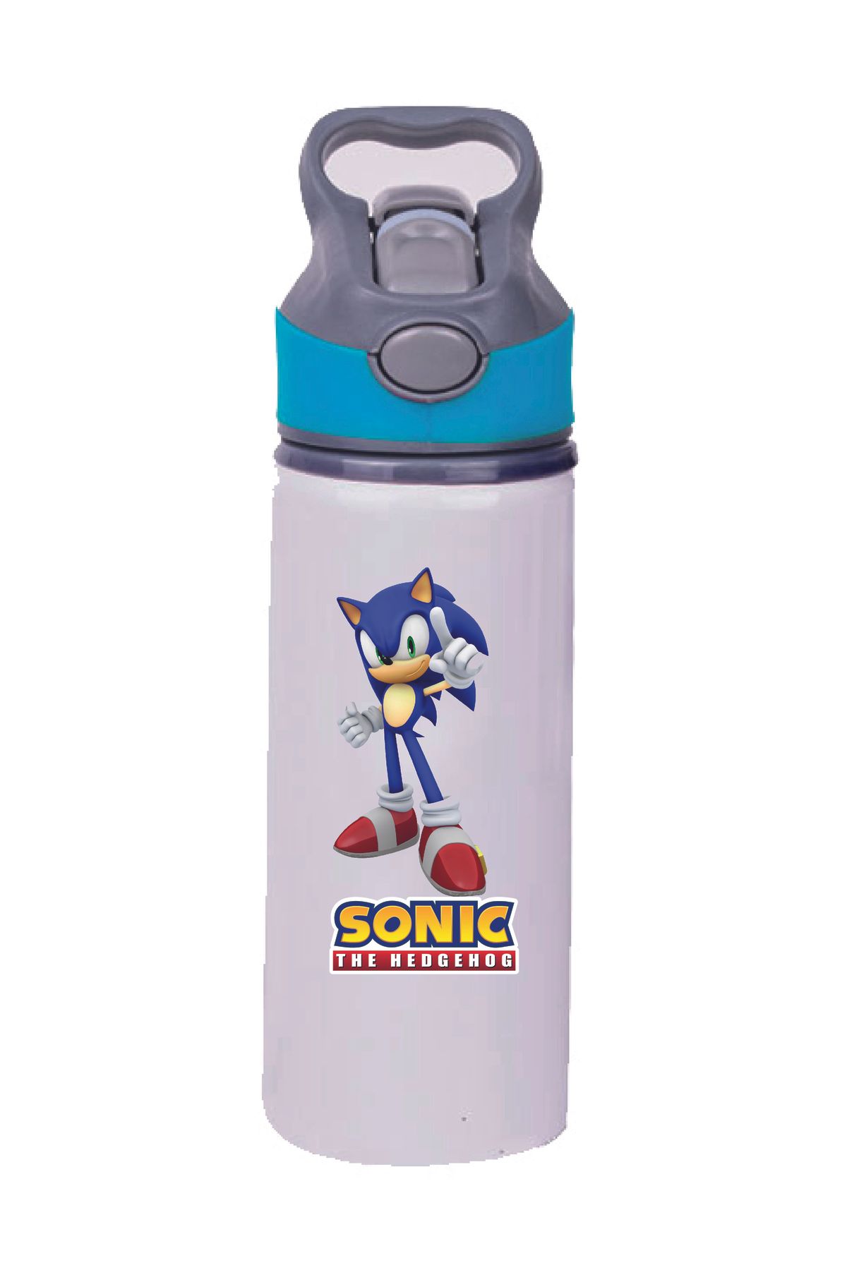 DKDZ SHOP SONIC Baskılı Pipetli Mavi Suluk - Matara - 650ml -001