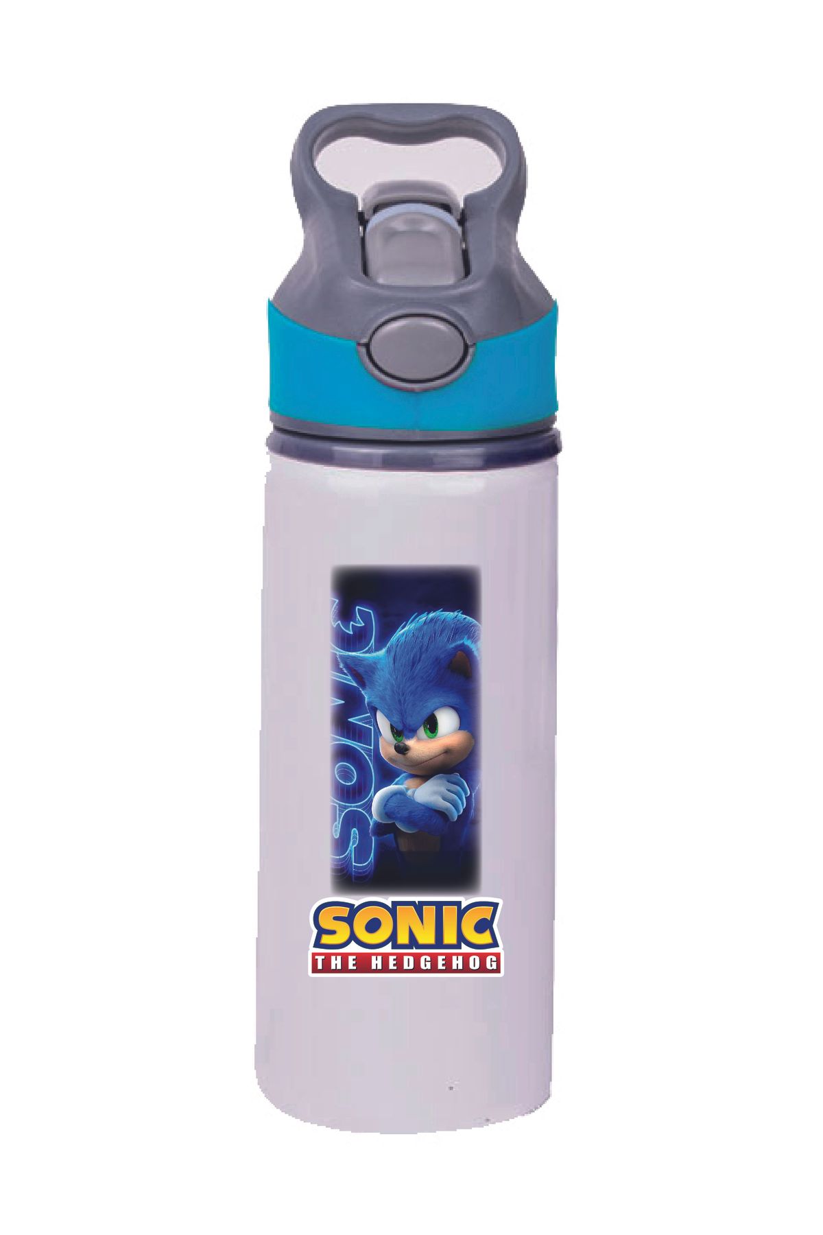 DKDZ SHOP SONIC Baskılı Pipetli Mavi Suluk - Matara - 650ml -002