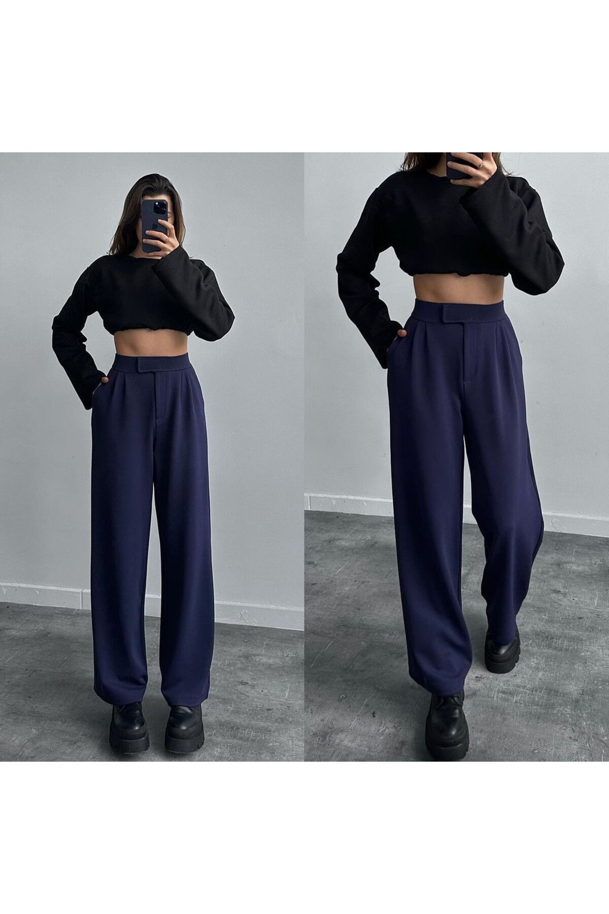 MODA LİKRALI CIRTLI PALAZZO PANTALON