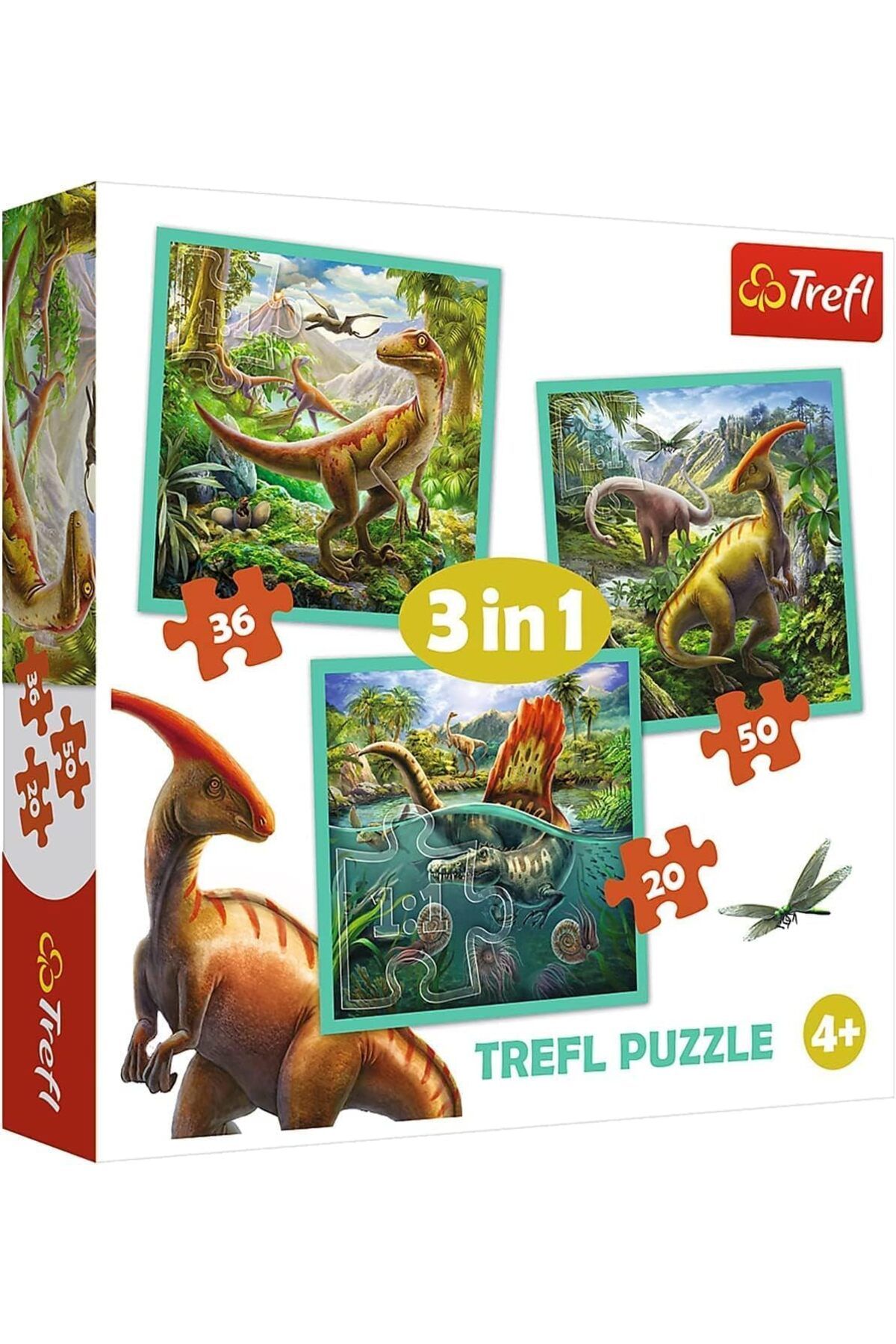 NcK Puzzle, Dinozorların olağanüstü dünyası, 20'den 50 parçaya, 3'lü set,20x19.5cm