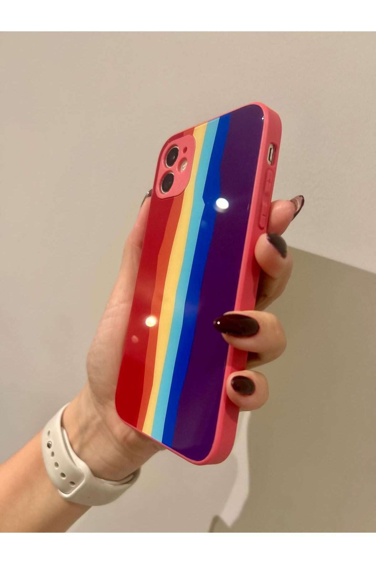 iamcase iPhone 11 Uyumlu Sert Dayanıklı Kapak Kamera Korumalı Cam Telefon Kılıfı