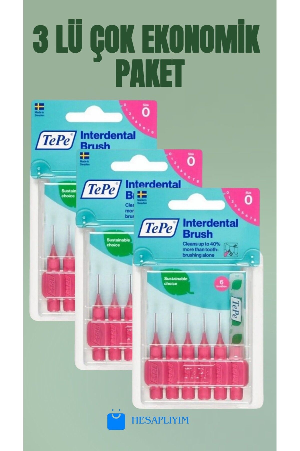 TePe Interdental Brush Arayüz Fırçası Pembe 0.4 Mm 6 Lı- 3 Lü çok ekonomik paket