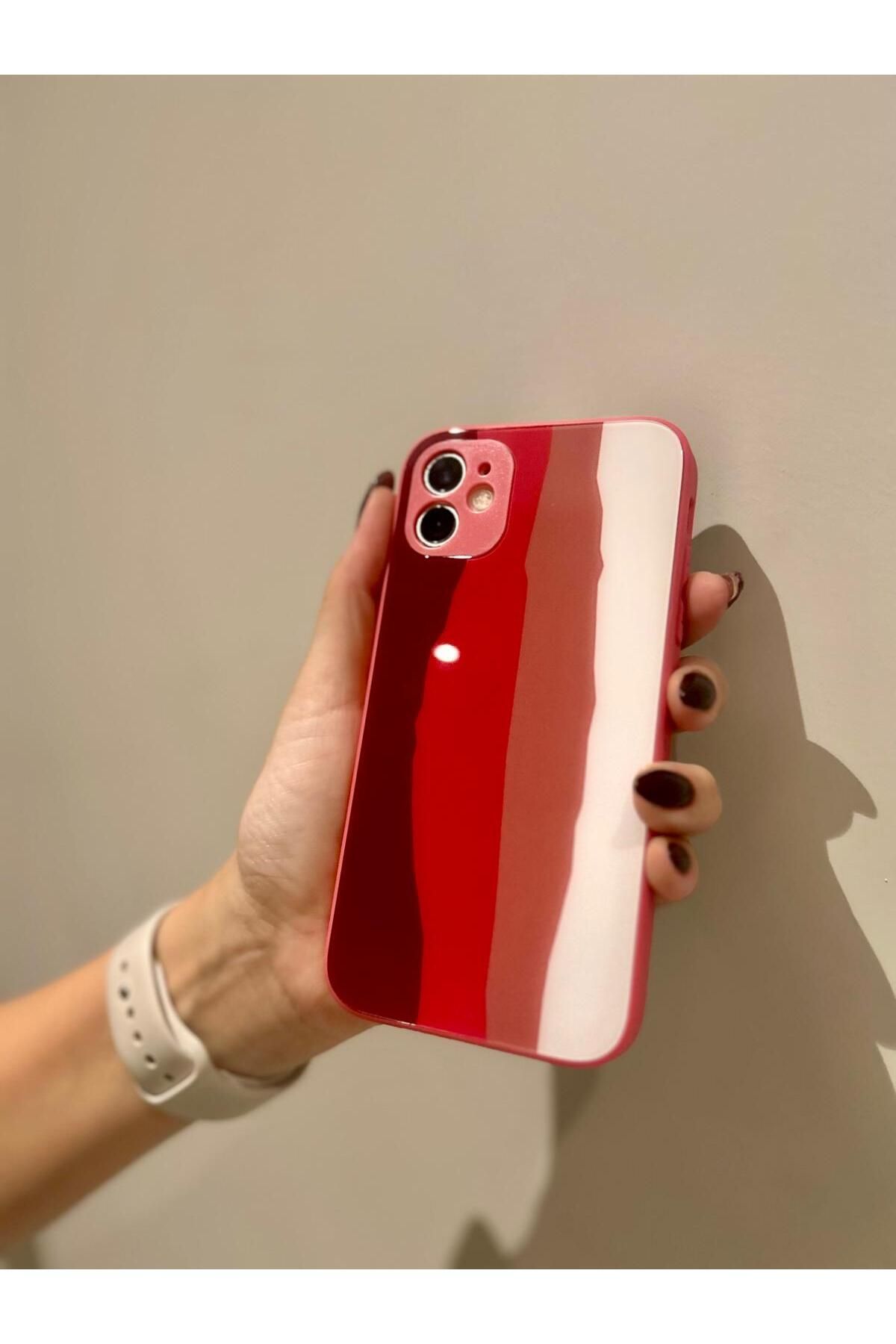 iamcase iPhone 11 Uyumlu Sert Dayanıklı Kapak Kamera Korumalı Cam Telefon Kılıfı